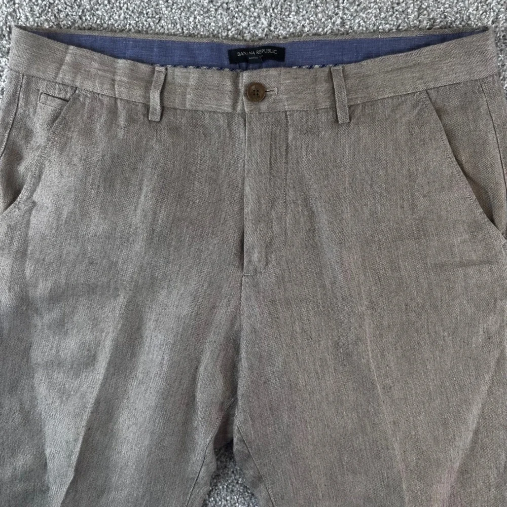 Banana Republic Aiden Fit Chino Pants Mens 35x30 Linen Blend Straight Summer